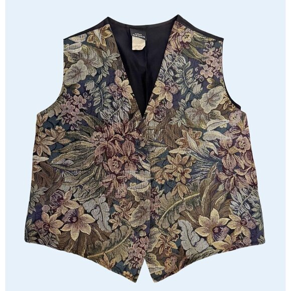 Vintage STEFANO Basics 1990s Tapestry Floral Vest Size Large - Picture 2 of 6